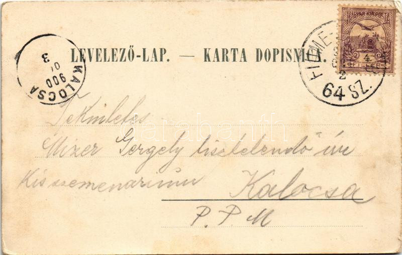 1900 Károlyváros, Karlovac; Predgradje Dubovac / Dobóc vára / castle + 'FIUME-ZÁGRÁB 64. SZ.' mozgóposta (EK) - Image 2
