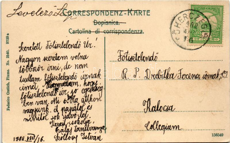 1908 Abbazia, Opatija; Hotel Palace. Federico Cretich No. 2540. - Image 2