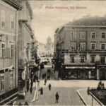 1909 Fiume, Rijeka; Piazza Elisabetta, Via Governo / utca és tér. Salamon Weise üzlete / street and square, shops