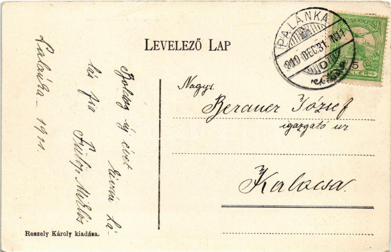 1910 Palánka, Backa Palanka; kaszinó. Reszely Károly kiadása / casino - Image 2