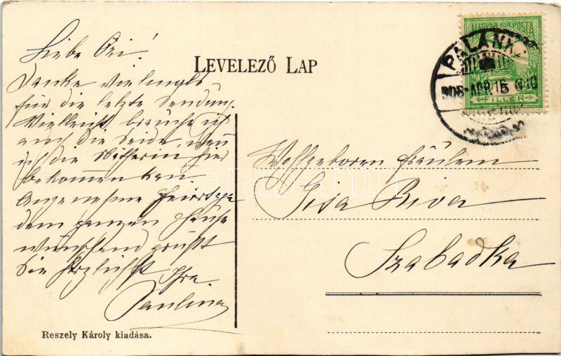 1908 Palánka, Backa Palanka; Fő utca, katolikus templom. Reszely Károly kiadása / main street, church - Image 2