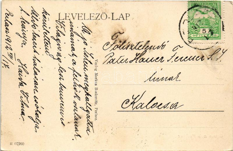 1912 Perlasz, Perlez; templom. Markus Boskovitz kiadása / church - Image 2