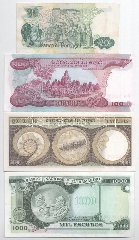 4db-os vegyes külföldi bankjegy tétel, közte Kambodzsa, Mozambik, Portugália T:I--III 4pcs of mixed foreign banknote lot, in it Cambodia, Mozambique, Portugal C:AU-F - Image 2