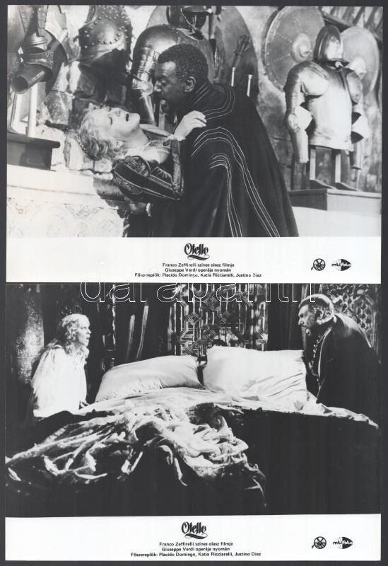 cca 1986 Franco Zeffirelli ,,Othello' című olasz filmjének jelenetei és szereplői, 6 db vintage produkciós filmfotó, ezüst zselatinos fotópapíron, a használatból eredő (esetleges) kisebb hibákkal, 18x24 cm - Image 3