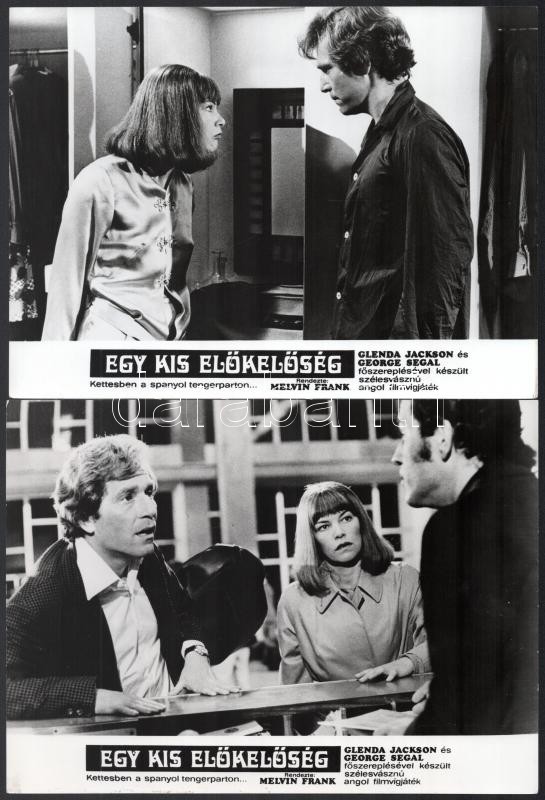 cca 1973 ,,Egy kis előkelőség - kettesben a spanyol tengerparton' című angol filmvígjáték jelenetei és szereplői, 7 db vintage produkciós filmfotó, ezüst zselatinos fotópapíron, a használatból eredő (esetleges) kisebb hibákkal, - Image 3