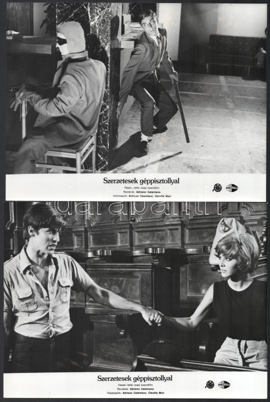 cca 1986 ,,Szerzetesek géppisztollyal' című olasz kalandfilm jelenetei és szereplői (köztük Adriano Celentano), 10 db vintage produkciós filmfotó, ezüst zselatinos fotópapíron, a használatból eredő (esetleges) kisebb hibákkal, 18x24 - Image 2