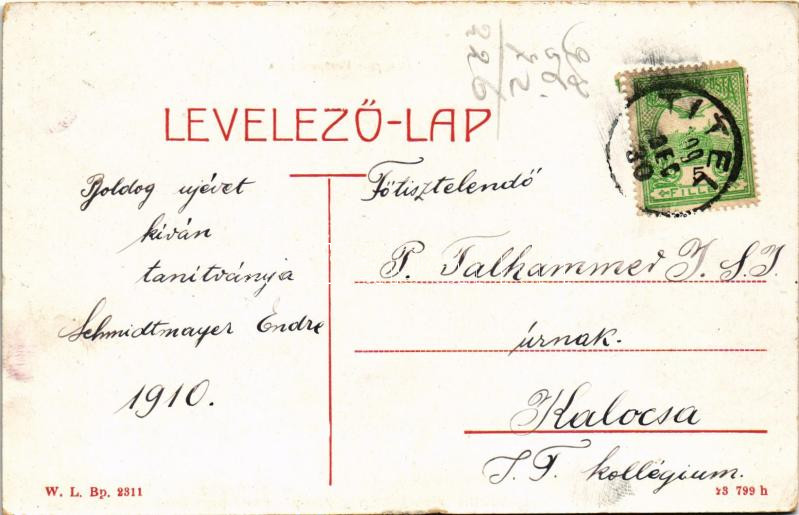 1909 Titel, Fő utca, templom. W. L. Bp. 2311. / main street, church (EK) - Image 2