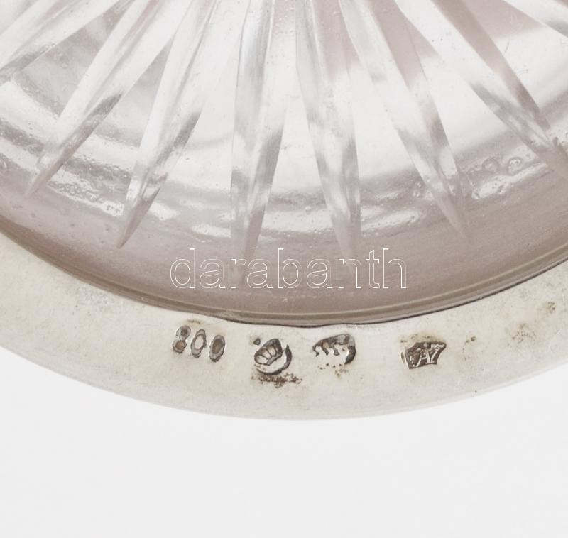 Ezüst (Ag) szerelékes, üveg olaj tartó, jelzett, nettó: 28 g, d:7 cm, m: 18,5 cm, hibátlan. - Image 2