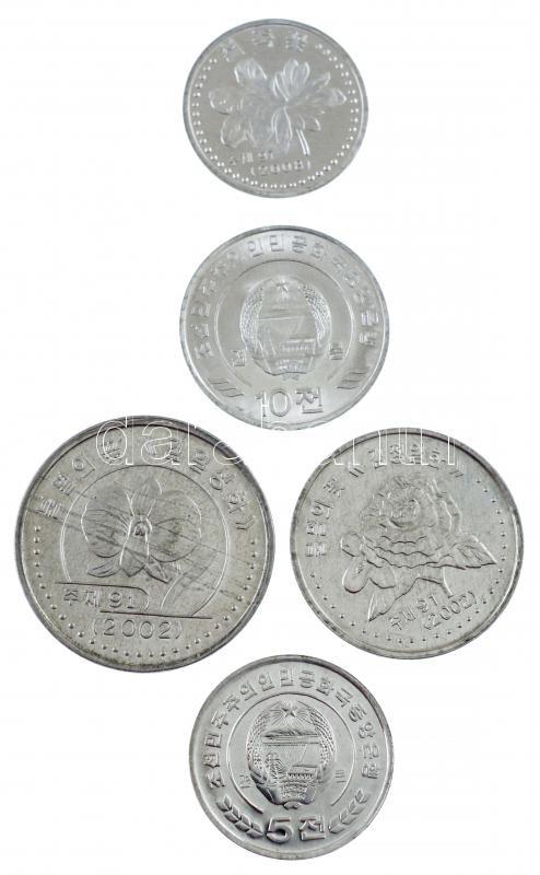 Észak-Korea 2002-2008. 1ch-1W Al (5xklf) T:1,1- North Korea 2002-2008. 1 Chon - 1 Won Al (5xdiff) C:UNC,AU - Image 2