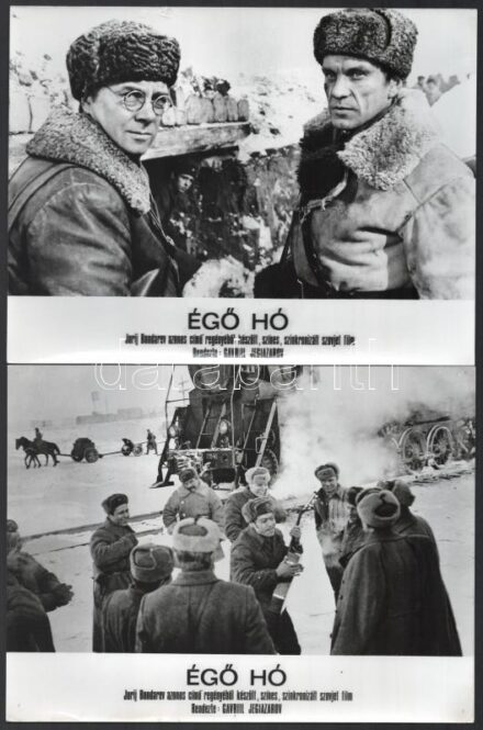 cca 1972 ,,Égő hó' című szovjet film jelenetei és szereplői, 17 db vintage produkciós filmfotó, ezüst zselatinos fotópapíron, a használatból eredő (esetleges) kisebb hibákkal, 18x24 cm