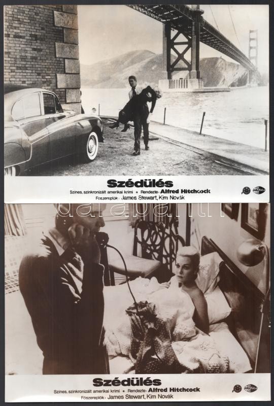 cca 1958 Alfred Hitchcock ,,Szédülés' című amerikai filmjének jelenetei és szereplői, 7 db produkciós filmfotó, ezüst zselatinos fotópapíron, a használatból eredő (esetleges) kisebb hibákkal, 18x24 cm - Image 3