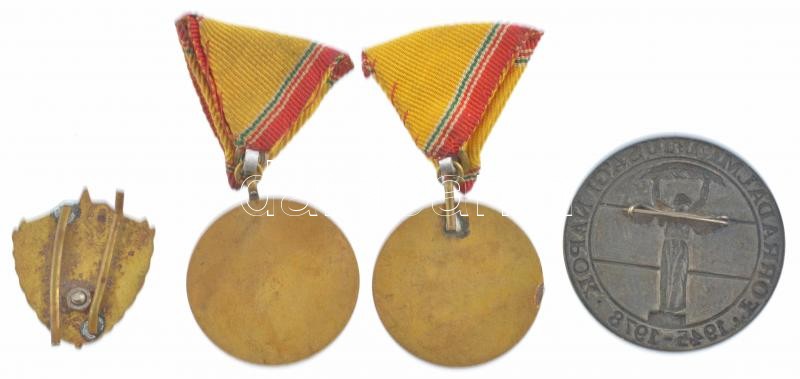 ~1960-1970. 'Tanintézeti Bajnokság' zománcozott fém jelvény (~36x32mm) + 1965. 'Szolgálati Érdemérem - A Haza Fegyveres Szolgálatában 10 év' zománcozott kitüntetés mellszalagon (2x) + 1978. 'Forradalmi Ifjúsági Napok' festett fém - Image 2