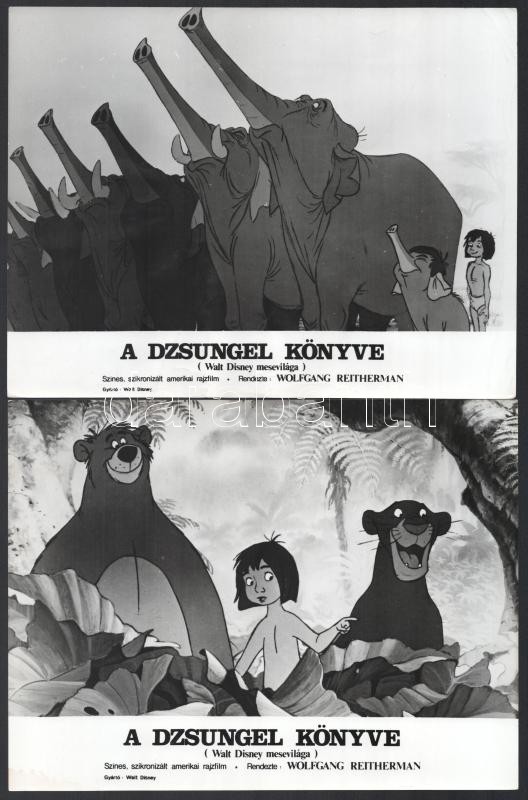 cca 1967 ,,A dzsungel könyve - Walt Disney mesevilága' című amerikai rajzfilm jelenetei, 17 db vintage produkciós filmfotó, ezüst zselatinos fotópapíron, a használatból eredő (esetleges) kisebb hibákkal, 18x24 cm - Image 2