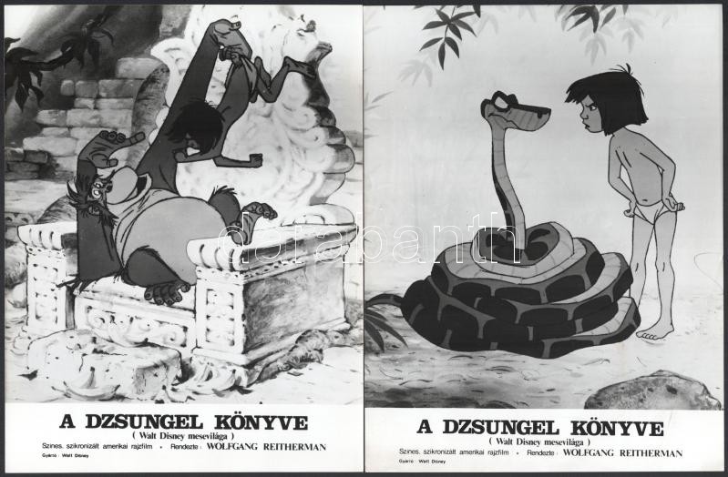 cca 1967 ,,A dzsungel könyve - Walt Disney mesevilága' című amerikai rajzfilm jelenetei, 17 db vintage produkciós filmfotó, ezüst zselatinos fotópapíron, a használatból eredő (esetleges) kisebb hibákkal, 18x24 cm - Image 4