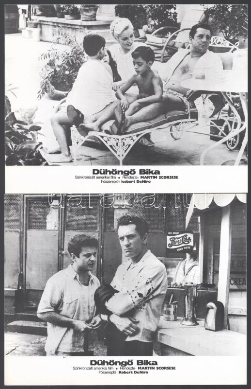 cca 1980 ,,A dühöngő bika' című amerikai film jelenetei és szereplői (köztük Robert DeNiro), 10 db produkciós filmfotó, nyomdatechnikával sokszorosítva, egyoldalas nyomással, kartonlapokon, a használatból eredő (esetleges) kisebb - Image 3