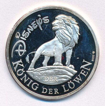 Németország DN 'Oroszlánkirály / Pumbaa és Timon' kétoldalas, részben multicolor, jelzett Ag emlékérem kapszulában (35mm/0.999/14,69g) T:1 (eredetileg PP) patina Germany ND 'König der Löwen (Lion King) / Pumbaa und Timon' two-sided,
