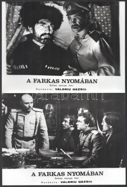 cca 1979 előtt készült ,,A farkas nyomában' című szovjet film jelenetei és szereplői, 13 db vintage produkciós filmfotó, ezüst zselatinos fotópapíron, a használatból eredő (esetleges) kisebb hibákkal, 18x24 cm