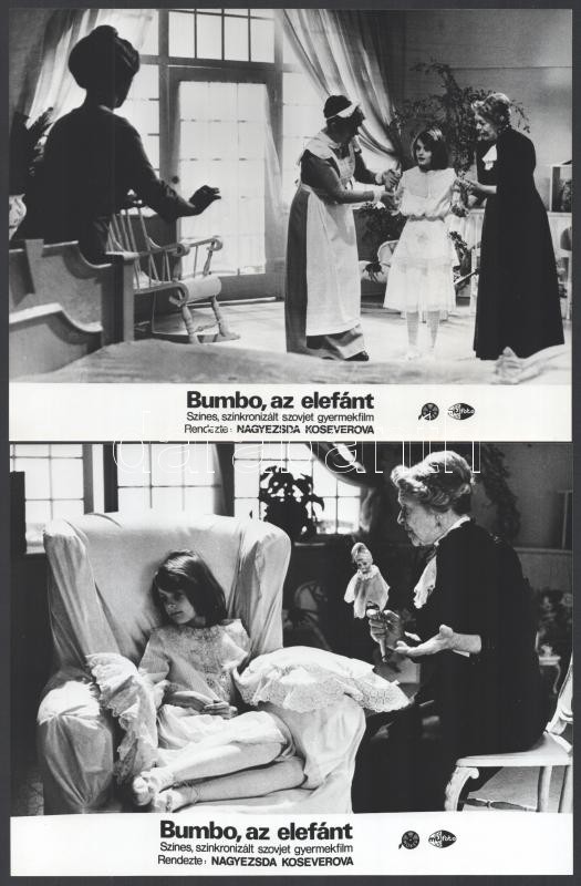 cca 1986 ,,Bumbo, az elefánt' című szovjet film jelenetei és szereplői, 8 db vintage produkciós filmfotó, ezüst zselatinos fotópapíron, a használatból eredő (esetleges) kisebb hibákkal, 18x24 cm - Image 2