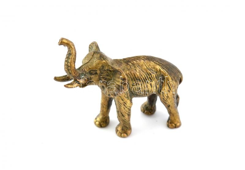Jelzés nélkül: Elefánt. Öntött, patinázott bronz, m: 3,5 cm