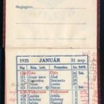 1935 Zsebnaptár, festett lapélekkel, néhány bejegyzéssel