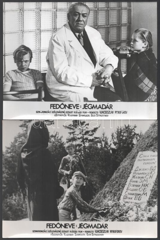 cca 1973 ,,Fedőneve: Jégmadár' című szovjet film jelenetei és szereplői, 19 db vintage produkciós filmfotó, ezüst zselatinos fotópapíron, a használatból eredő (esetleges) kisebb hibákkal, 18x24 cm - Image 2