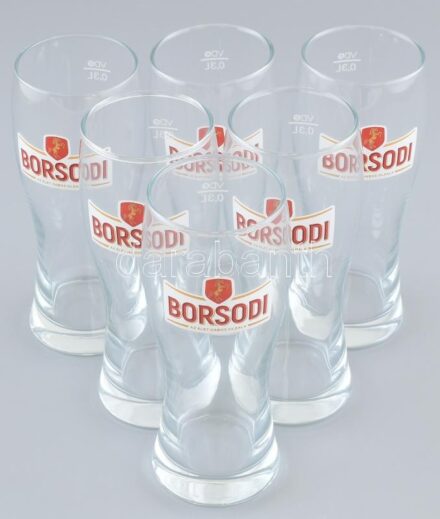 Borsodi 6 db pohár eredeti csomagolásban 12 cm