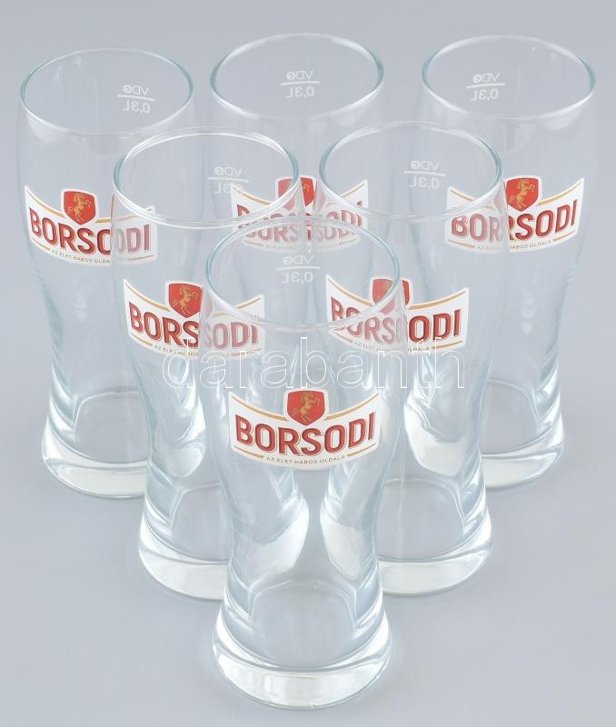 Borsodi 6 db pohár eredeti csomagolásban 12 cm