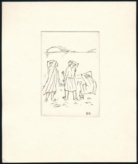 Borsos Miklós (1906-1990): Ló és lovas. Rézkarc, papír. Jelzett a karcon. 12x8 cm