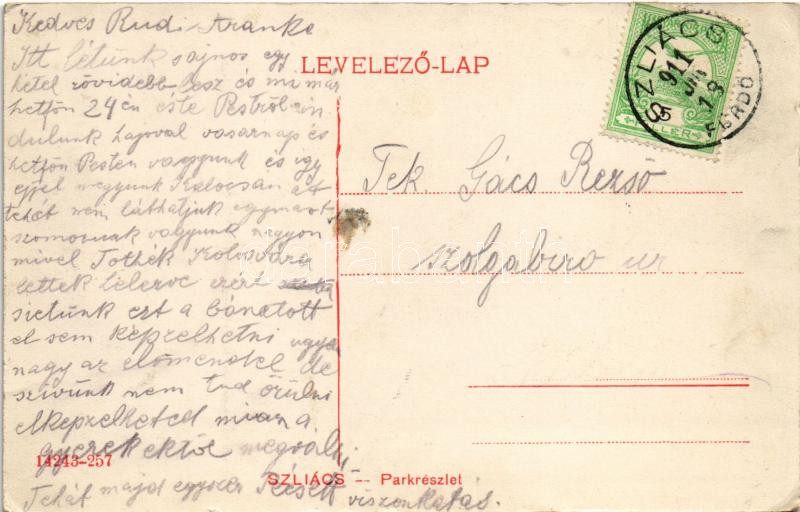 1911 Szliács, Sliac; park (EK) - Image 2