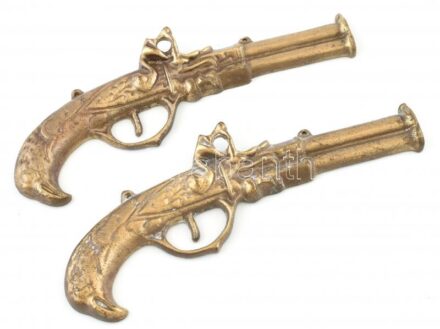 Pisztoly formájú fém fali dísz párban 21 cm