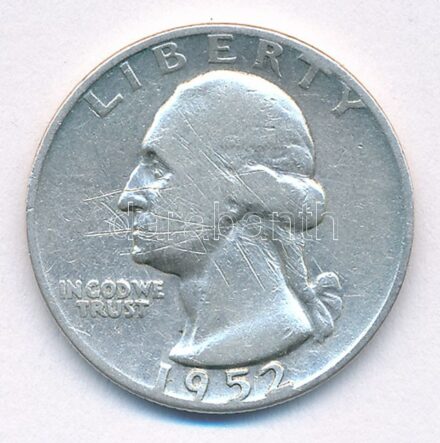 Amerikai Egyesült Államok 1952D 25c Ag T:2- karc USA 1952D 25 Cents Ag C:VF scratch Krause KM#164