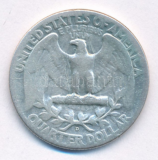 Amerikai Egyesült Államok 1952D 25c Ag T:2- karc USA 1952D 25 Cents Ag C:VF scratch Krause KM#164 - Image 2