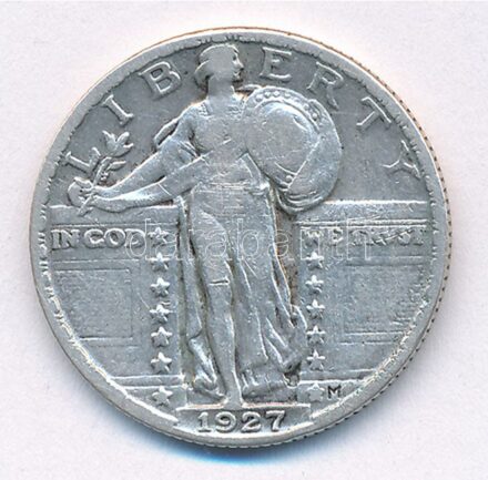Amerikai Egyesült Államok 1927. 25c Ag 'Álló Szabadság negyeddolláros' T:2- USA 1927. 25 Cents Ag 'Standing Liberty Quarter' C:VF Krause KM#141
