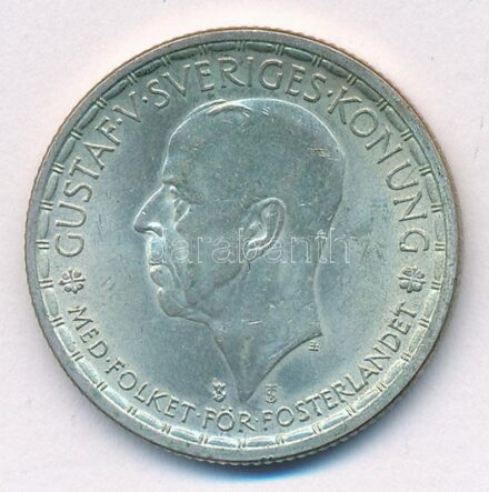 Svédország 1950TS 2Kr Ag 'V. Gusztáv' T:1- Sweden 1950TS 2 Kronor Ag 'Gustaf V' C:AU Krause KM#815