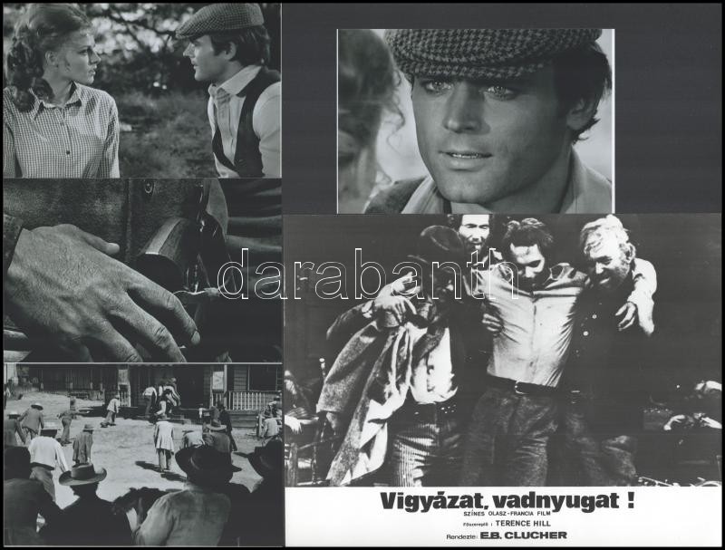cca 1972 ,,Vigyázat, vadnyugat!' című olasz - francia westernfilm jelenetei és szereplői (főszereplő: Terence Hill), 13 db filmfotó, 18x24 cm és 10x15 cm - Image 2