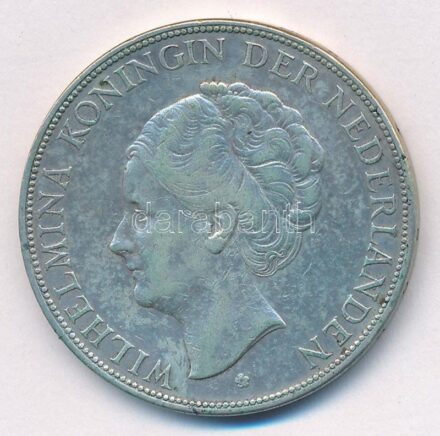 Hollandia 1930. 2 1/2G Ag 'Wilhelmina I' T:2- patina Netherlands 1930. 2 1/2 Gulden Ag 'Wilhelmina I' C:VF patina Krause KM#165