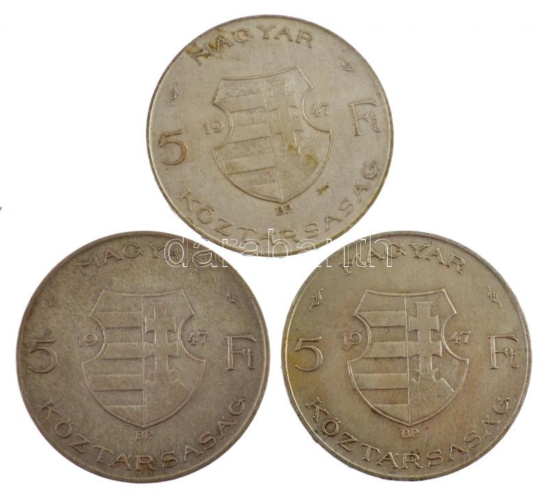 1947. 5Ft Ag 'Kossuth' (3x) T:2,2- patina, ph Adamo F8.1