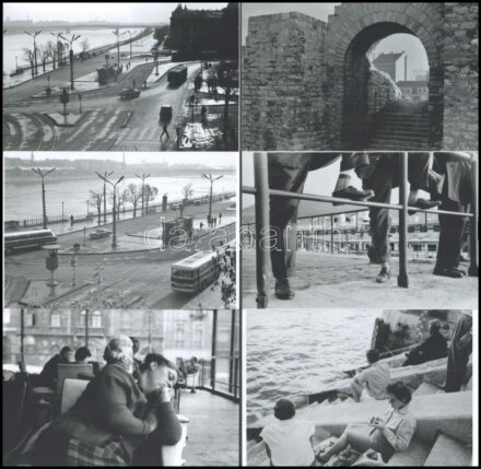 cca 1970-es évek Budapestje, Kalocsai Rudolf (?-?) budapesti fotóriporter és fotóművész hagyatékából 6 db mai nagyítás, (közlekedés, város, életkép), 10x15 cm