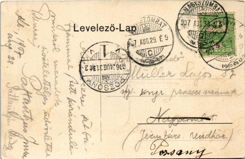 1907 Körmöcbánya, Kremnitz, Kremnica; Városkapu tér, Klein üzlete. Ritter Lipót J. kiadása / castle gate, square, shop - Image 2