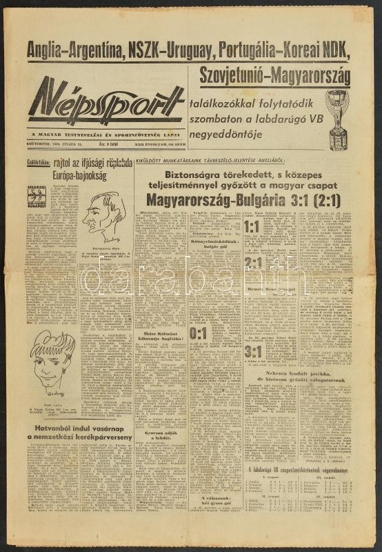 1966 Népsport XXII. évf. 146. száma, benne a labdarúgó VB mérkőzéseinek eredményeivel
