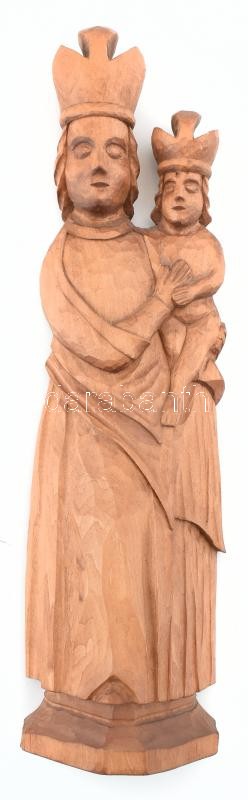 Madonna és Jézus. Fafaragvány, falra akasztható 37 cm