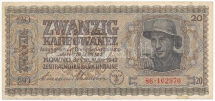 Ukrajna / Német megszállás 1942. 20K T:III Ukraine / German occupation 1942. 20 Karbowanez C:F