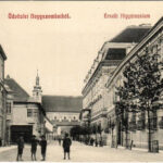 1907 Nagyszombat, Tyrnau, Trnava; Érseki főgimnázium, üzletek / school, shops