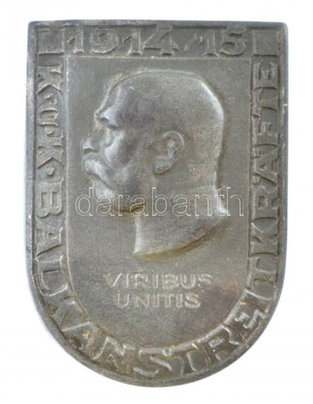 Osztrák-Magyar Monarchia 1915. 'Balkáni Fegyveres Erők 1914/15 - VIRIBUS UNITIS' Zn sapkajelvény, átlós tűvel, hátoldalon 'GURSCHNER WIEN' gyártói jelzés (37x27mm) T:1- Austro-Hungarian Monarchy 1915. 'BALKANSTREITKRäFTE - VIRIBUS