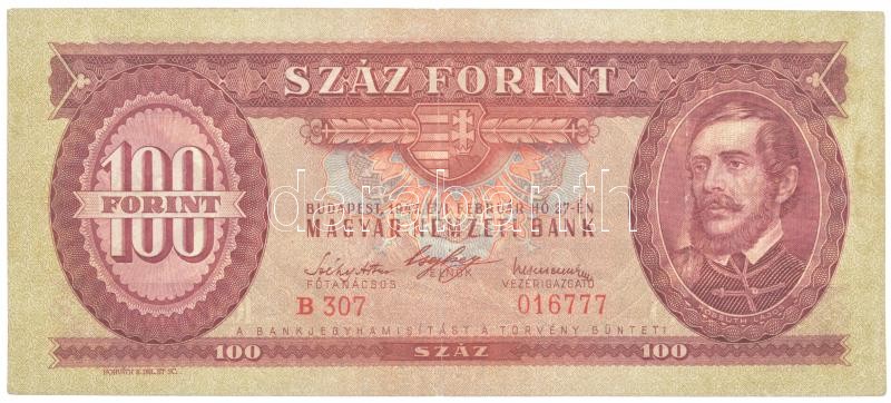 1947. 100Ft 'B 307 016777' T:III / Hungary 1947. 100 Forint 'B 307 016777' C:F Adamo F27