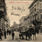 1910 Kassa, Kosice; Kossuth Lajos utca, Kapcsák Vilmos, Breitner Mór, Stock Béla üzletei / street view, shops (EK)