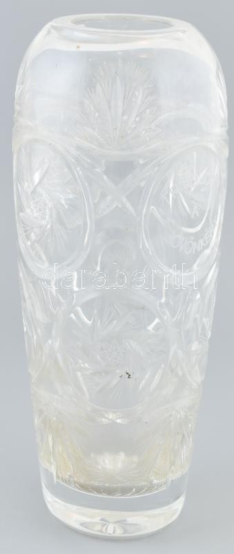Nagy méretű kristály váza felirattal. Hibátlan 30 cm