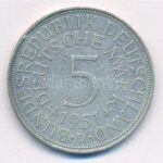 NSZK 1951D 5M Ag T:2- patina GFR 1951D 5 Mark Ag C:VF patina Krause KM#112