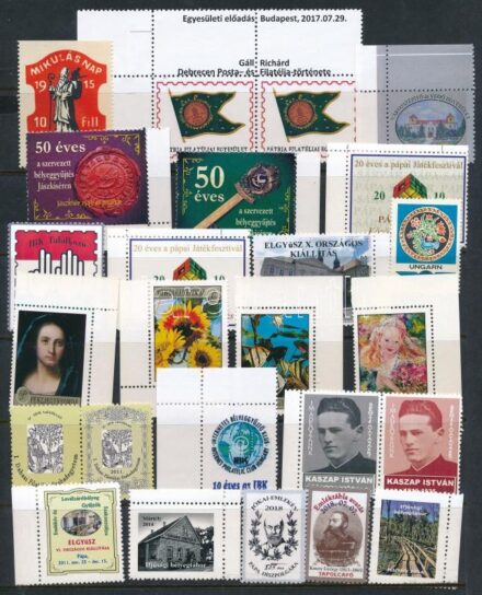 1915-2018 25 db különféle modern magyar levélzáró, ívszéli példányok, több ritka darab