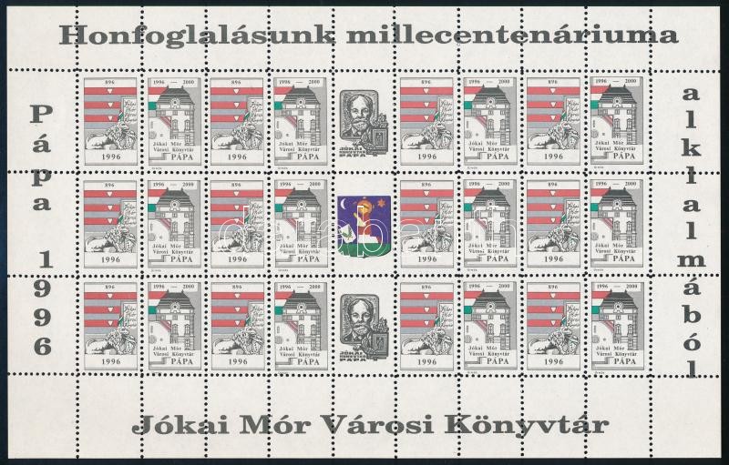 1996 'Honfoglalásunk millecentenáriuma' 27 db levélzáró teljes ívben